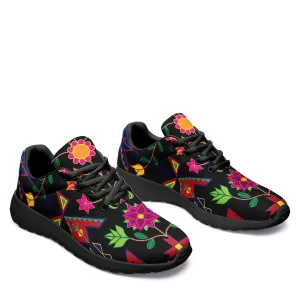 Geometric Floral Spring Black Ikkaayi Sport Sneakers
