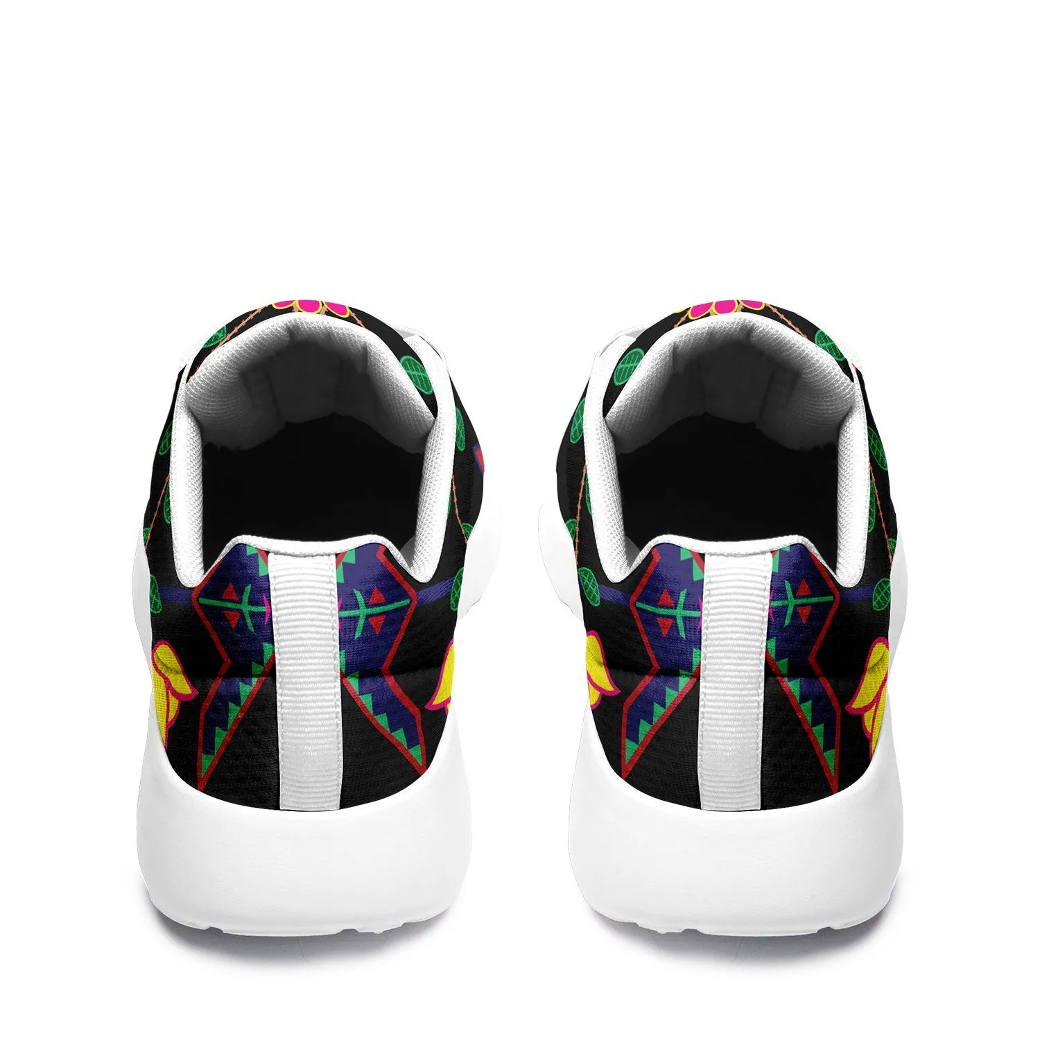 Geometric Floral Spring Black Ikkaayi Sport Sneakers