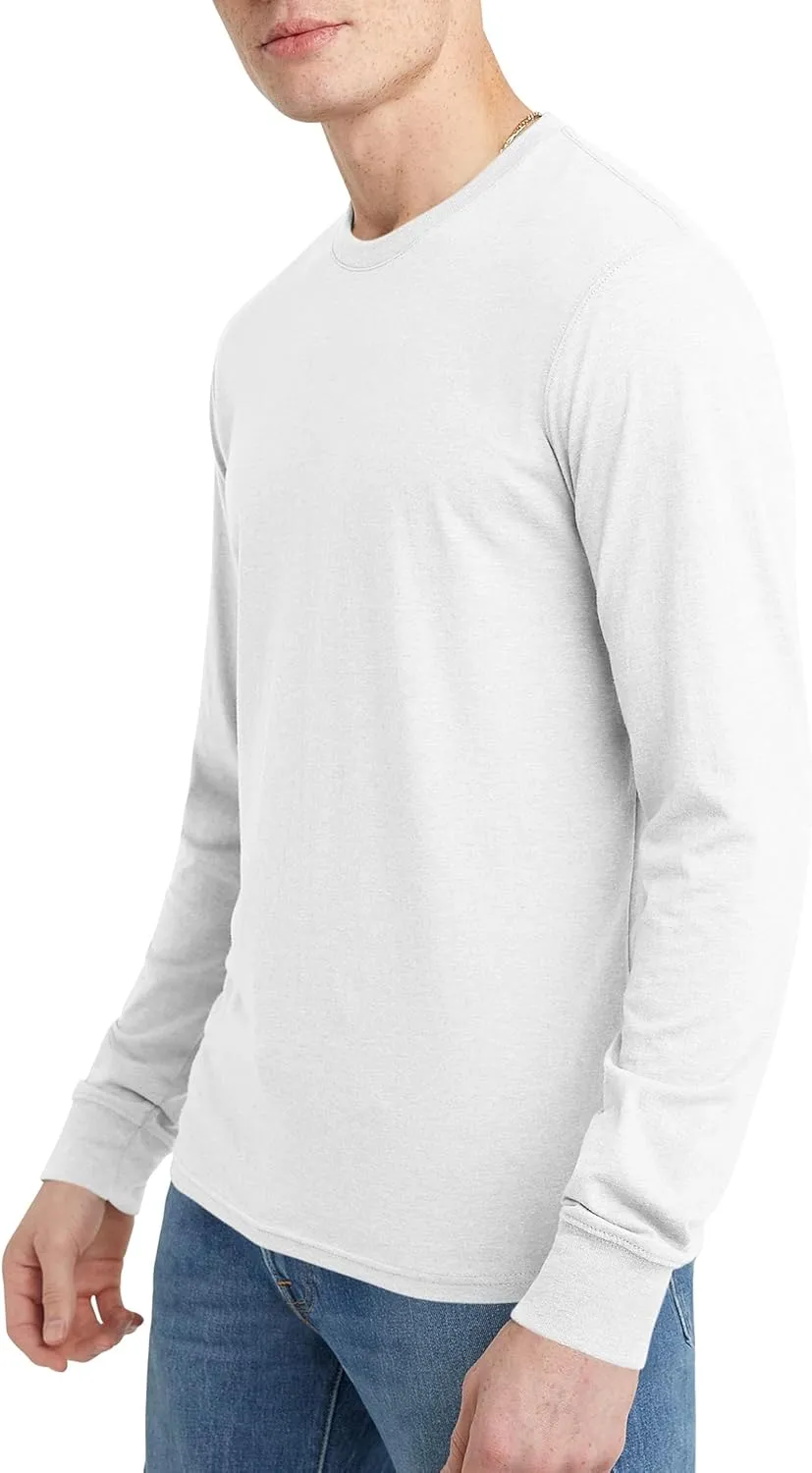 Hanes Men's Originals Long Sleeve T-Shirt, Lightweight Tri-Blend Jersey Tee for Men, Available in Tall