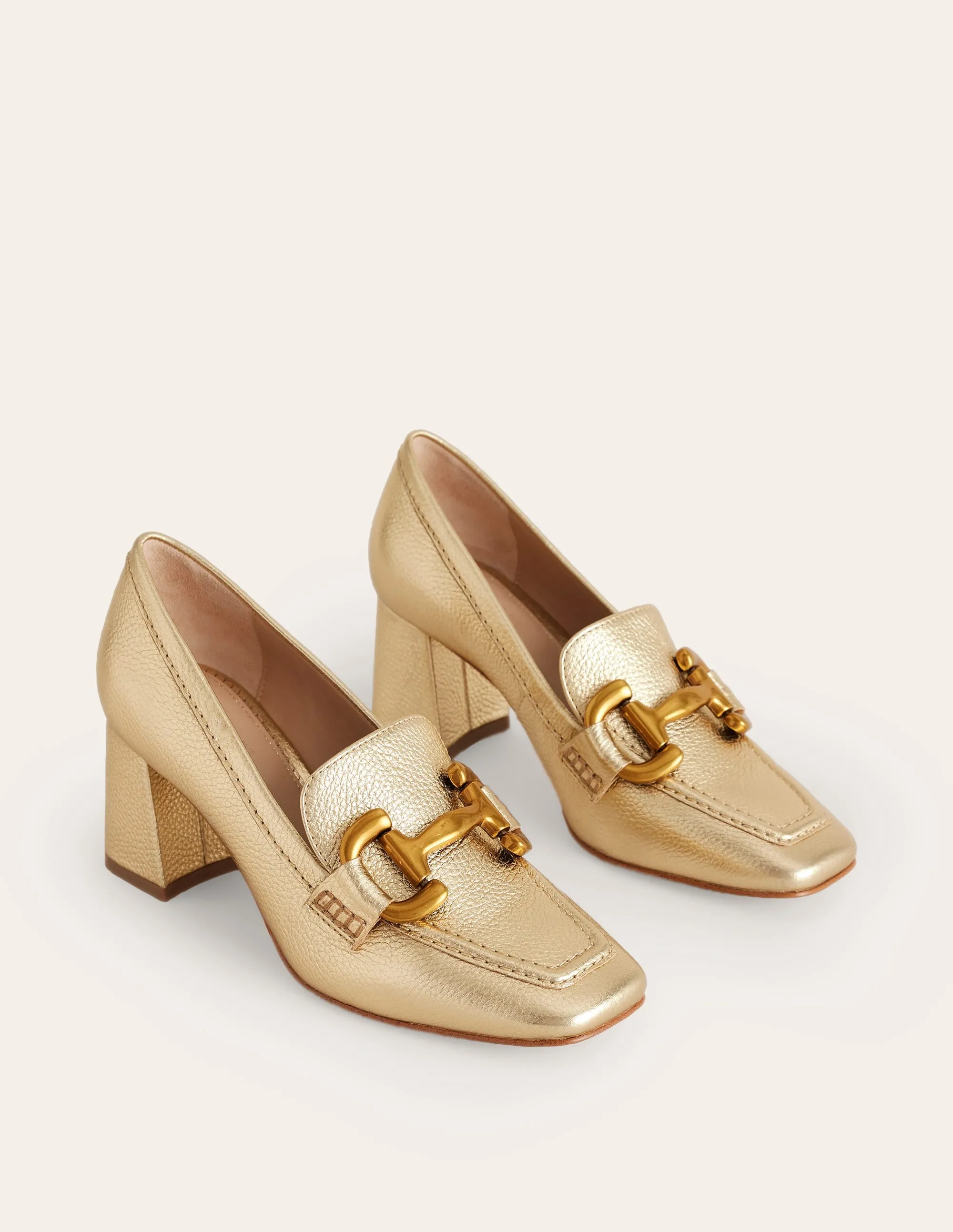 Iris Snaffle Heeled Loafers-Gold