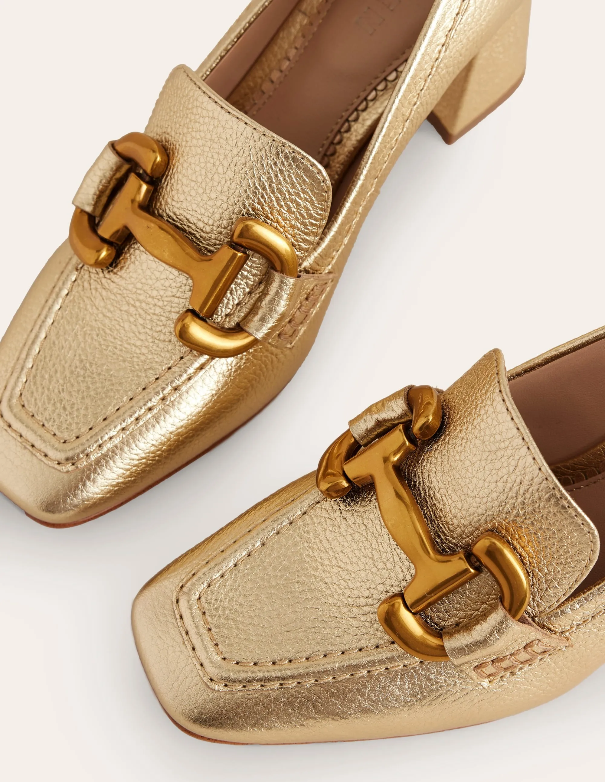 Iris Snaffle Heeled Loafers-Gold