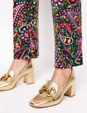 Iris Snaffle Heeled Loafers-Gold