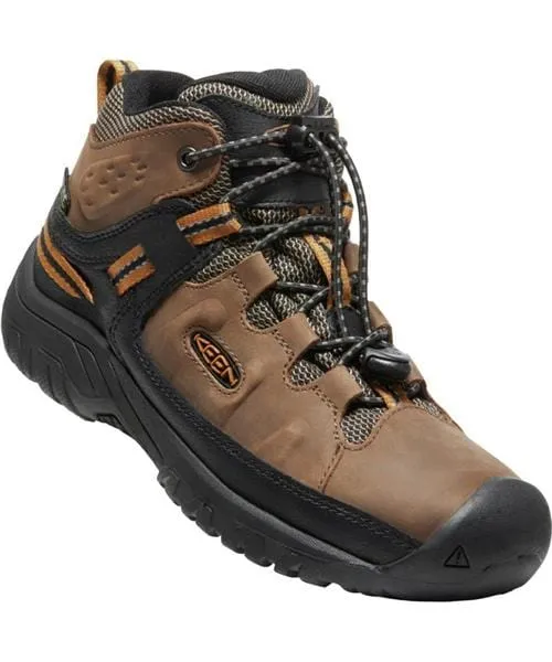 Keen Kids Targhee Mid Waterproof Boots- Dark Earth/ Golden Brown