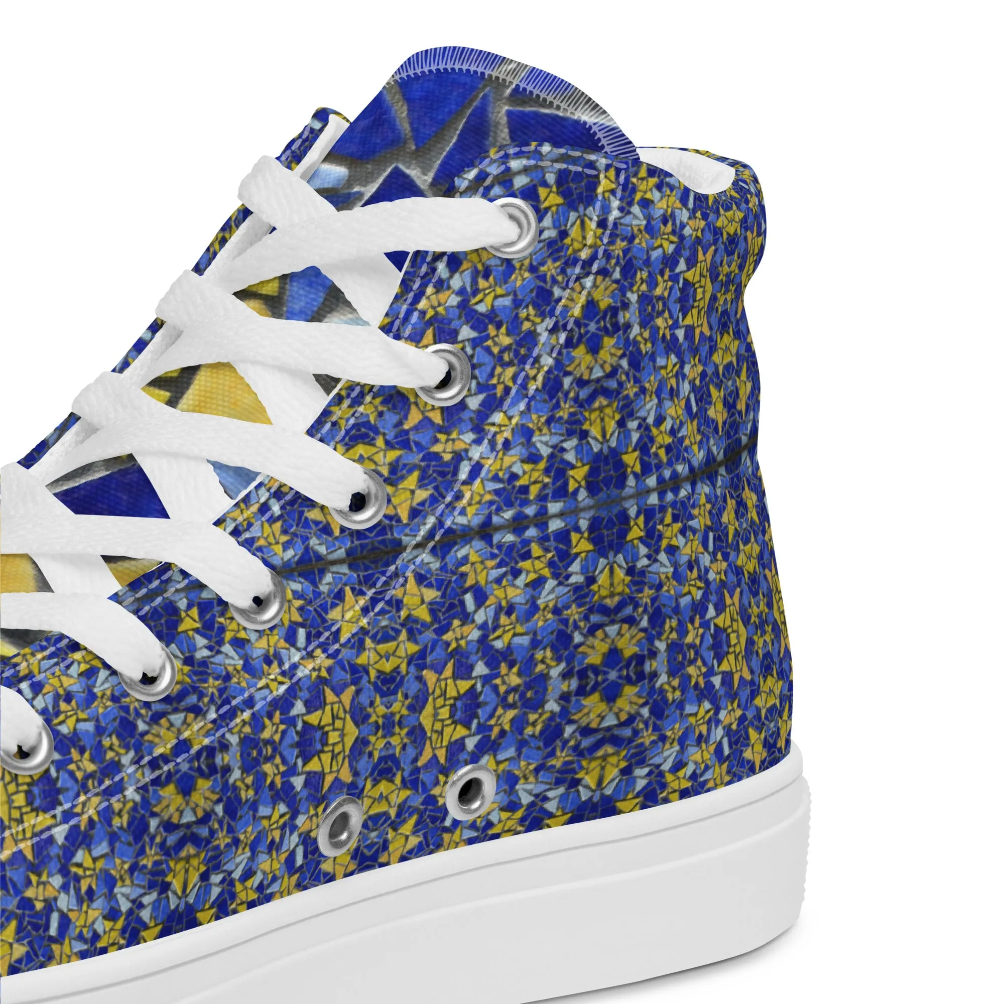 Men’s colorful high top canvas shoes - Blue Gourami