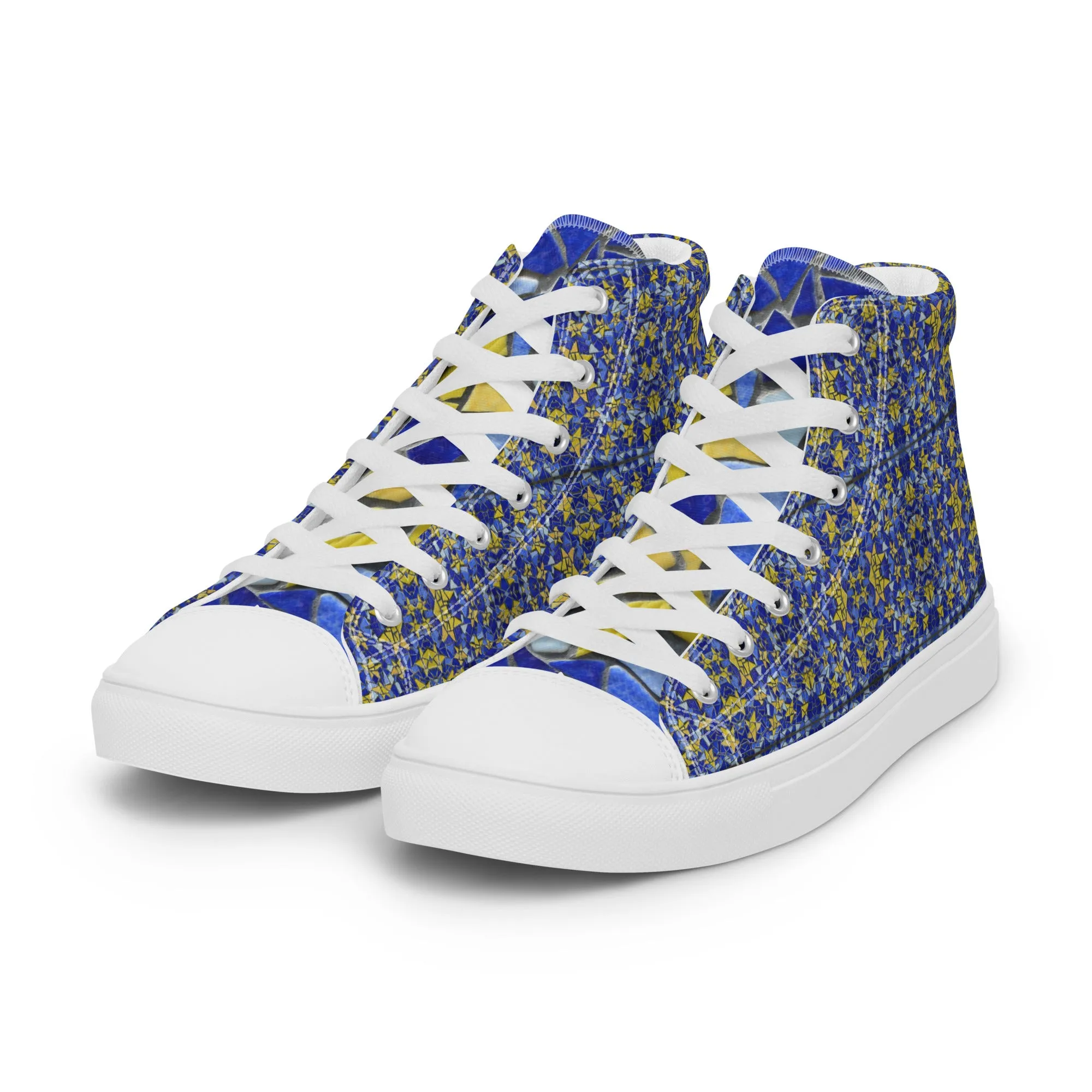 Men’s colorful high top canvas shoes - Blue Gourami