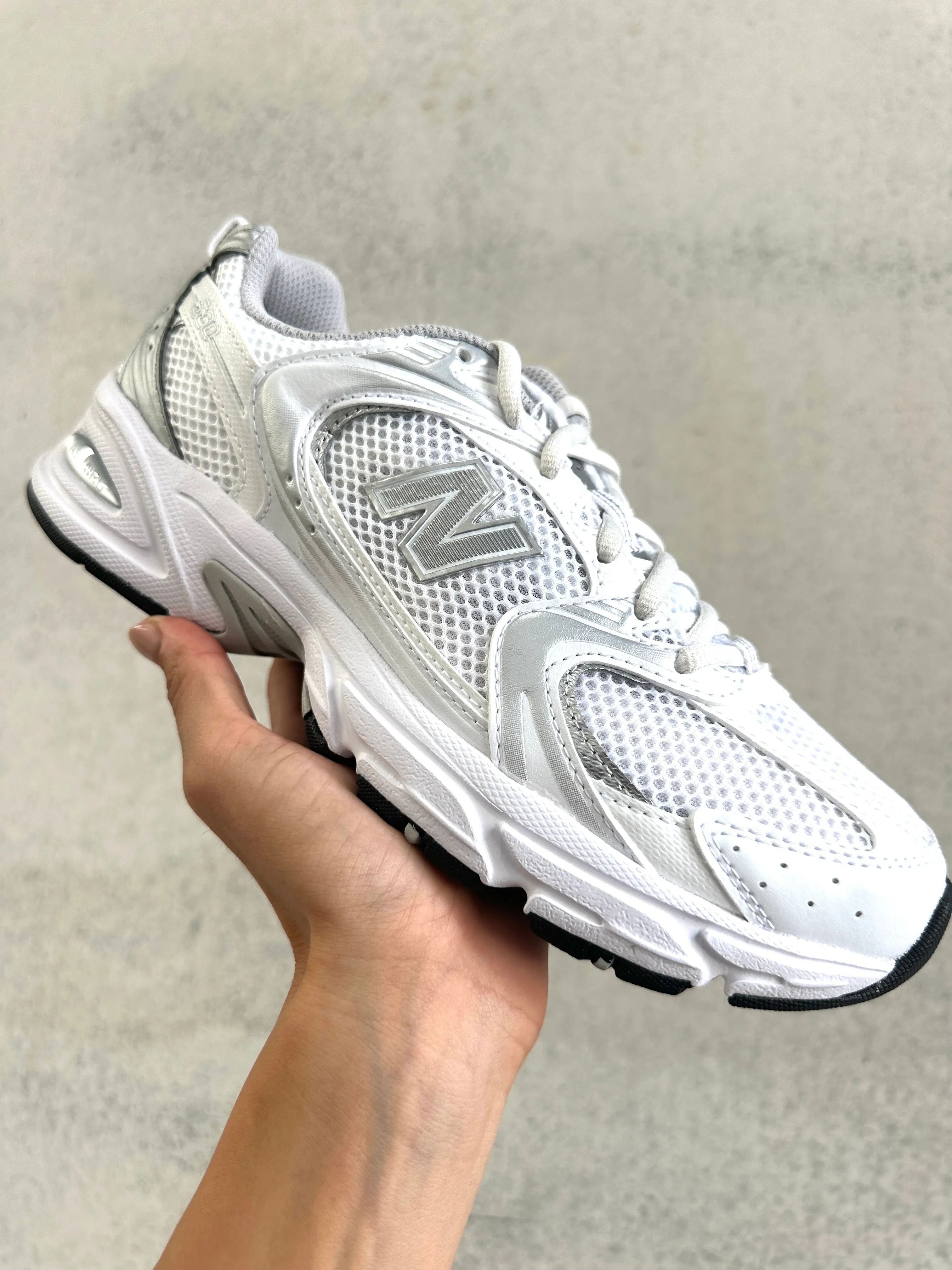 New Balance MR530 Sneaker- White/ Metallic Silver
