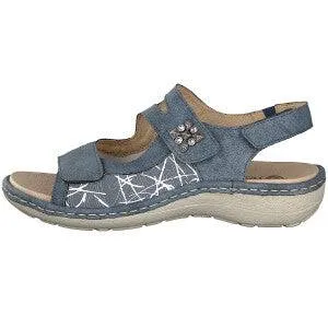 Remonte Blue Multi Velcro Strap & Stretch Comfort Sandal