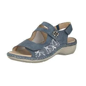 Remonte Blue Multi Velcro Strap & Stretch Comfort Sandal