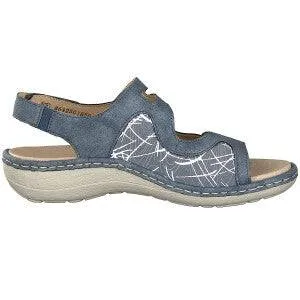 Remonte Blue Multi Velcro Strap & Stretch Comfort Sandal