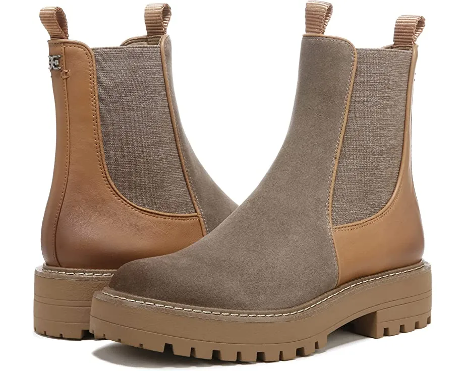 Sam Edelman Laguna 2 Desert Olive Round Toe Lug Sole Leather Chelsea Boots
