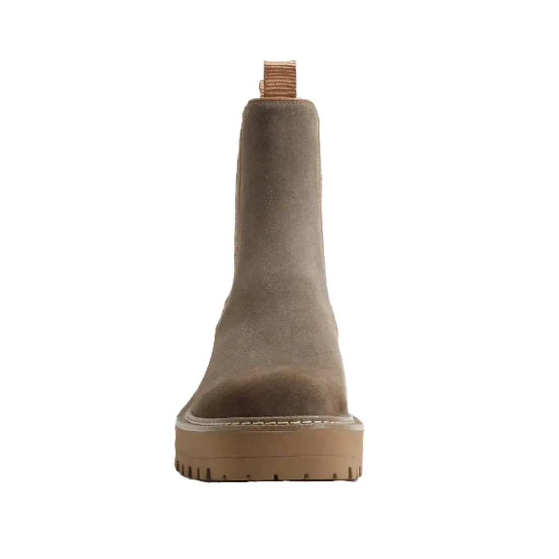Sam Edelman Laguna 2 Desert Olive Round Toe Lug Sole Leather Chelsea Boots