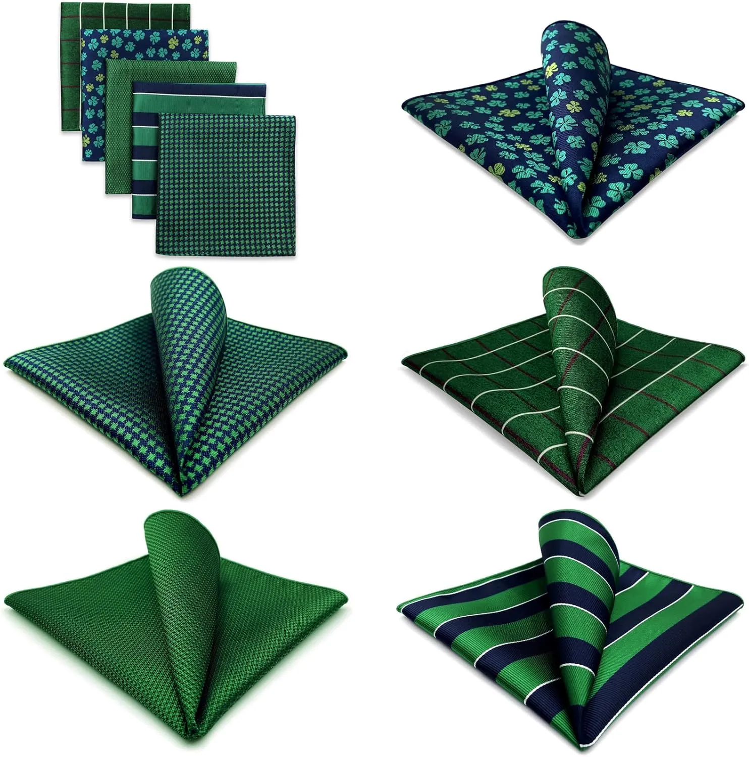 SHLAX&WING 5 Pieces Assorted Mens Silk Pocket Square Set Handkerchiefs