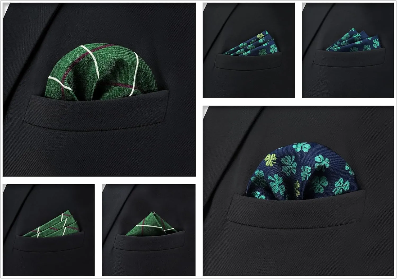 SHLAX&WING 5 Pieces Assorted Mens Silk Pocket Square Set Handkerchiefs
