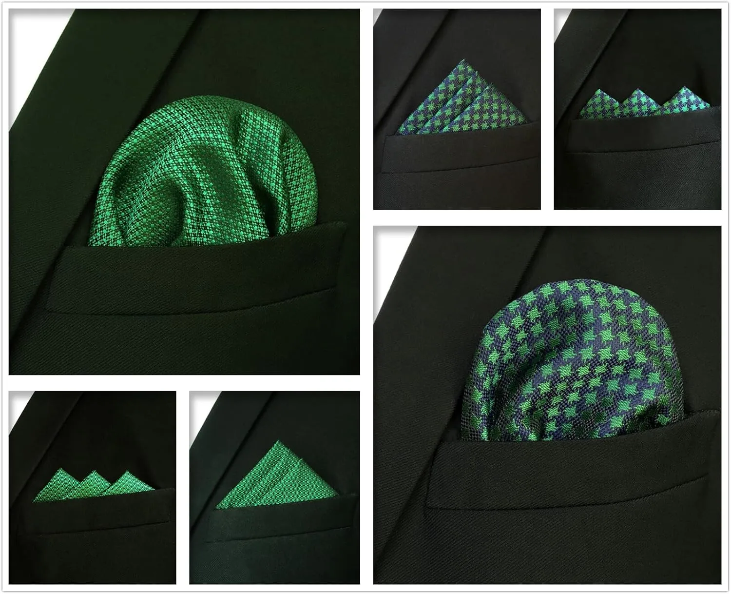 SHLAX&WING 5 Pieces Assorted Mens Silk Pocket Square Set Handkerchiefs