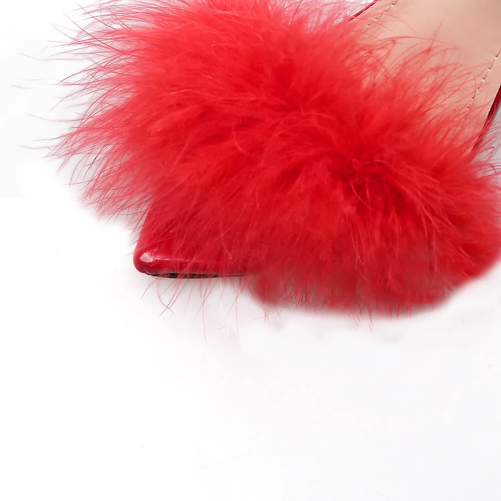 Stiletto High Heel Fur Buckle Sandals