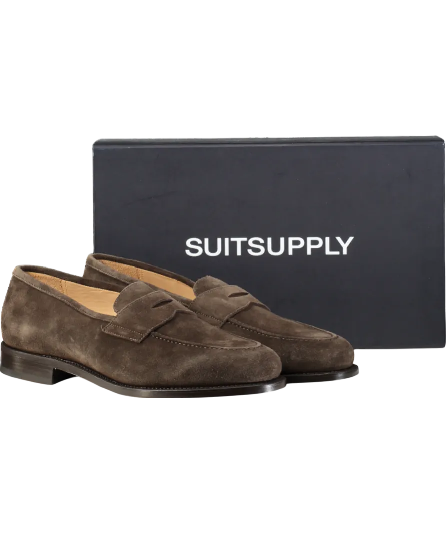 Suit Supply Brown Italian Calf Suede Penny Loafer UK 12 EU 46 👞