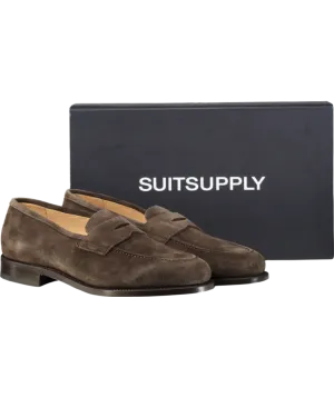 Suit Supply Brown Italian Calf Suede Penny Loafer UK 12 EU 46 👞