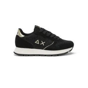 SUN68 ALLY GLITTER TEXTILE BLACK SNEAKERS FOR WOMEN