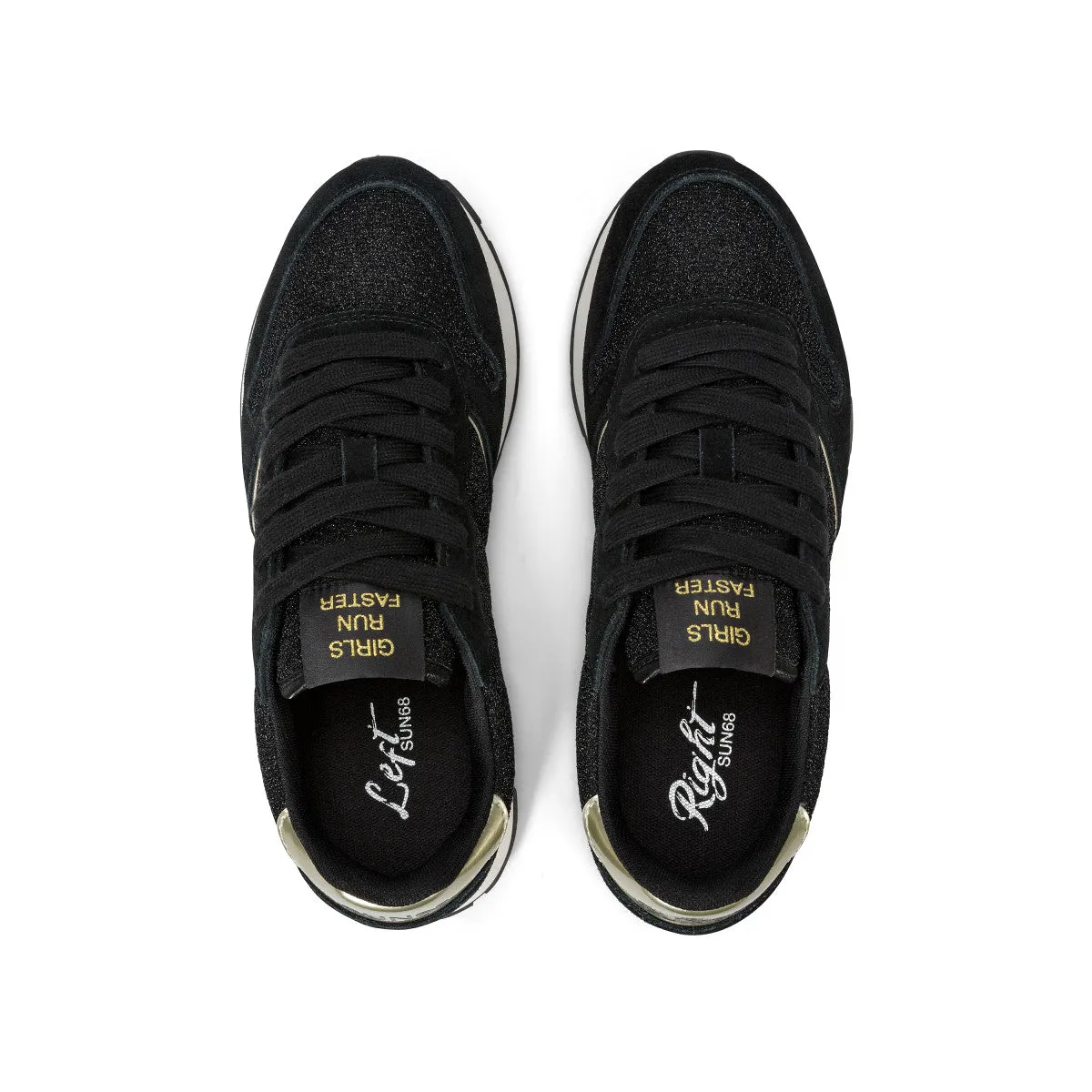 SUN68 ALLY GLITTER TEXTILE BLACK SNEAKERS FOR WOMEN