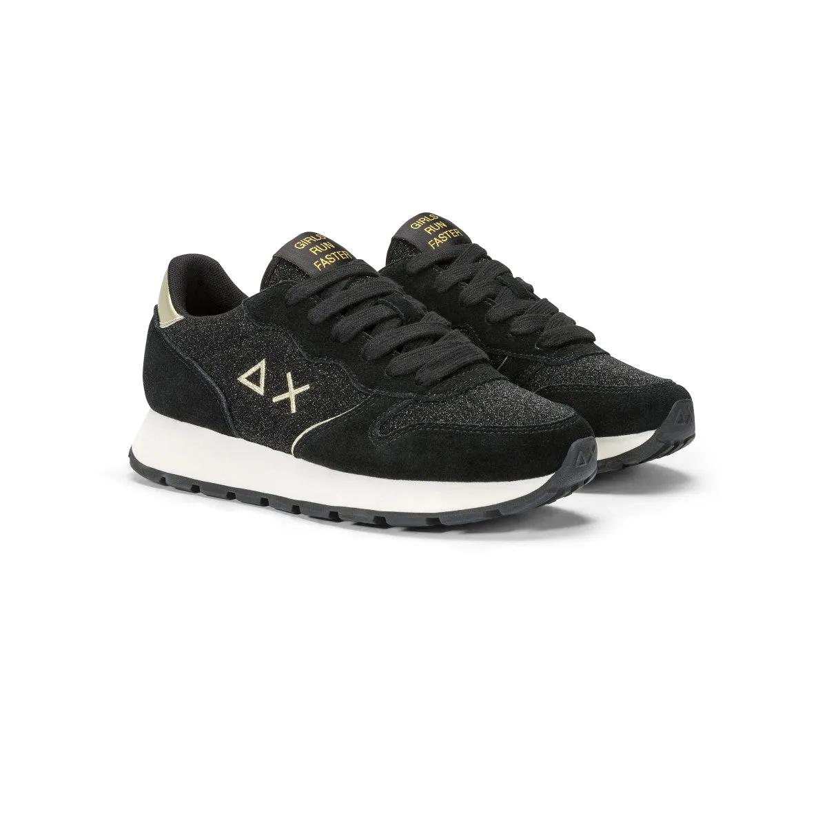 SUN68 ALLY GLITTER TEXTILE BLACK SNEAKERS FOR WOMEN
