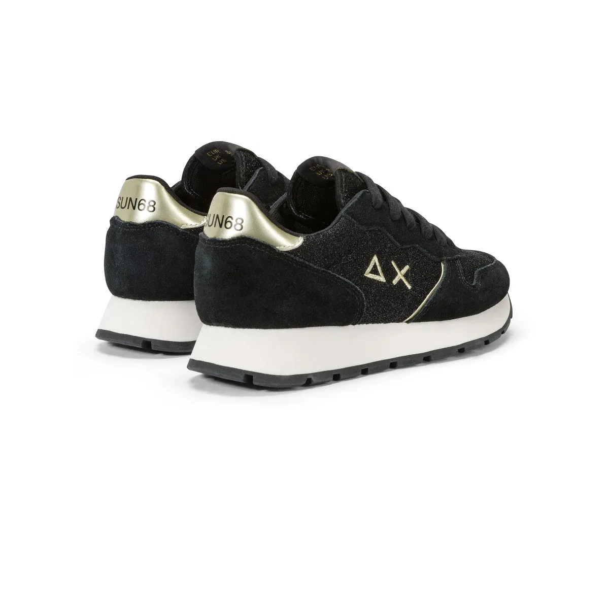 SUN68 ALLY GLITTER TEXTILE BLACK SNEAKERS FOR WOMEN