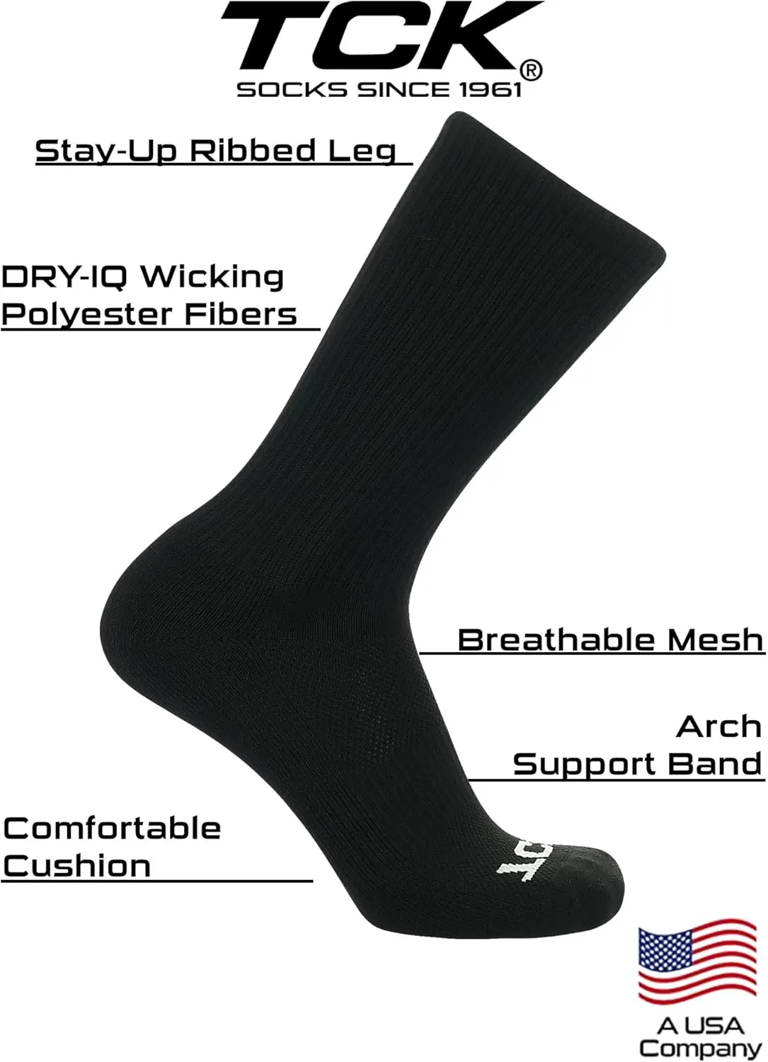 TCK Moisture Wicking Work Crew Socks for Men & Women- 9-11/10-13/13-15 Cushioned Boot Socks 6-pack 3-pack 12-pack