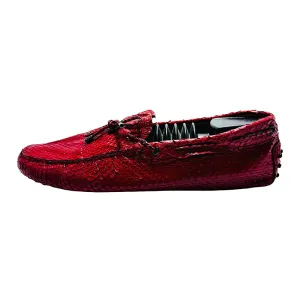 Tods Red Crocodile Leather Loafer Shoes