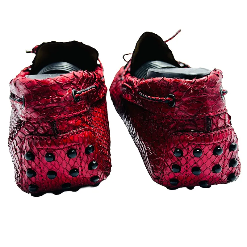 Tods Red Crocodile Leather Loafer Shoes
