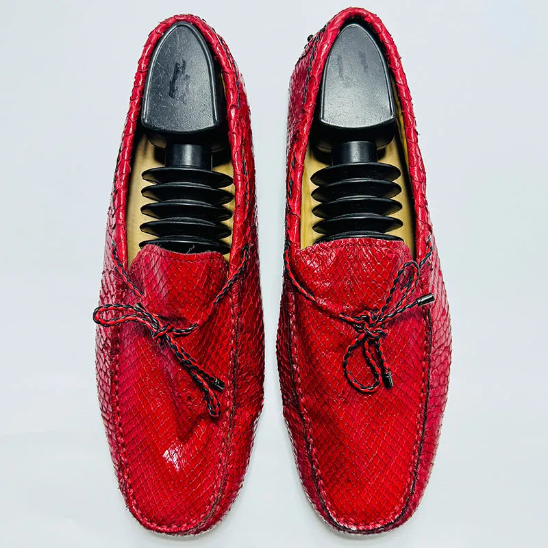 Tods Red Crocodile Leather Loafer Shoes