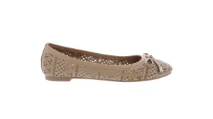 Women Faux Leather Laser Cut Ballerina