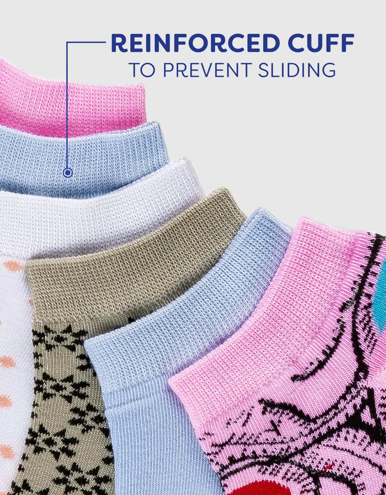 Womens Multicolor Ankle Socks 6 Pack