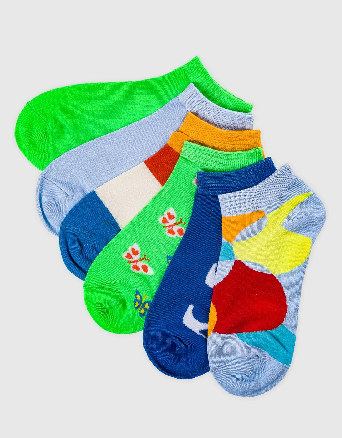 Womens Multicolor Ankle Socks 6 Pack