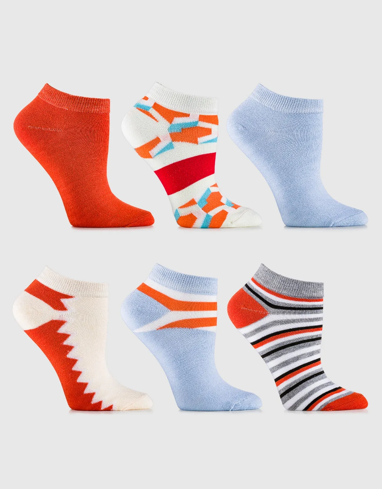 Womens Multicolor Ankle Socks 6 Pack