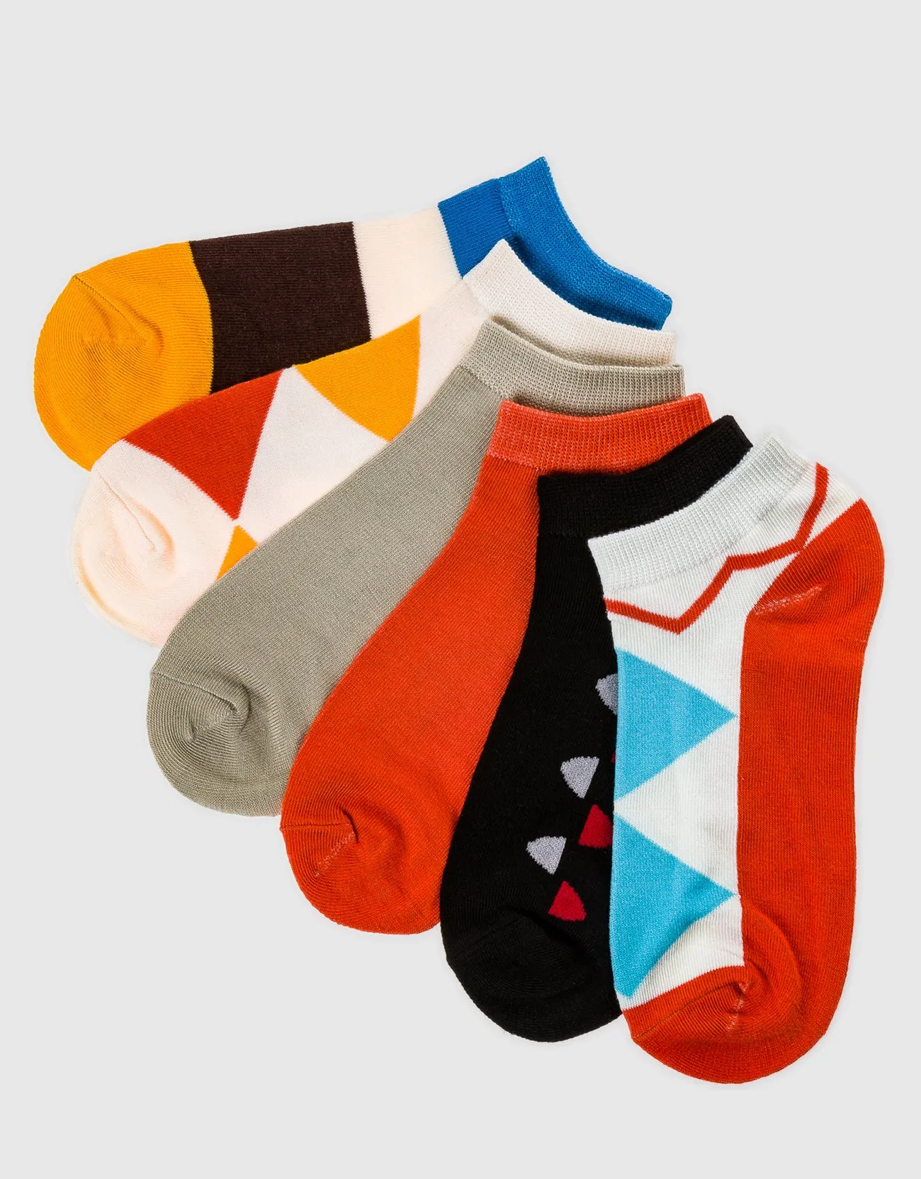 Womens Multicolor Ankle Socks 6 Pack