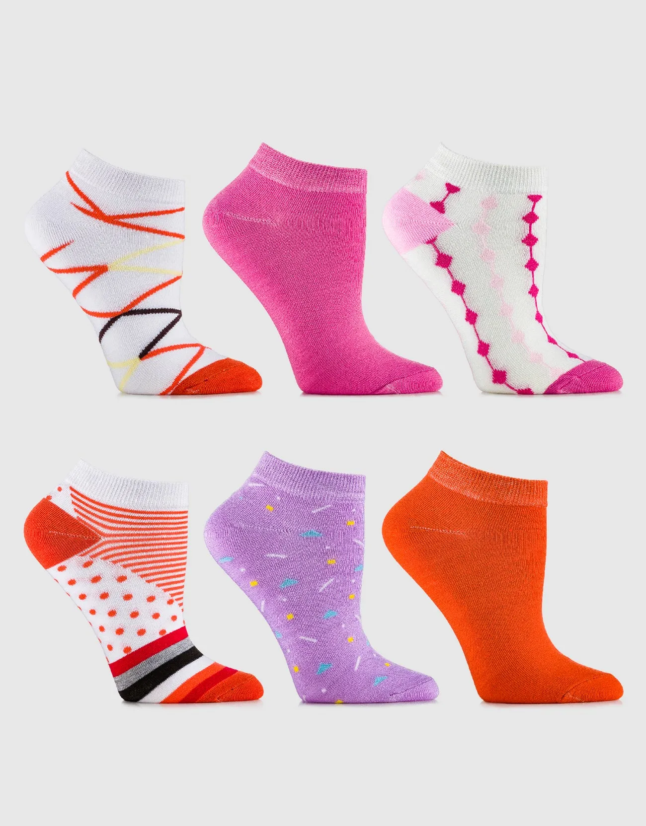 Womens Multicolor Ankle Socks 6 Pack