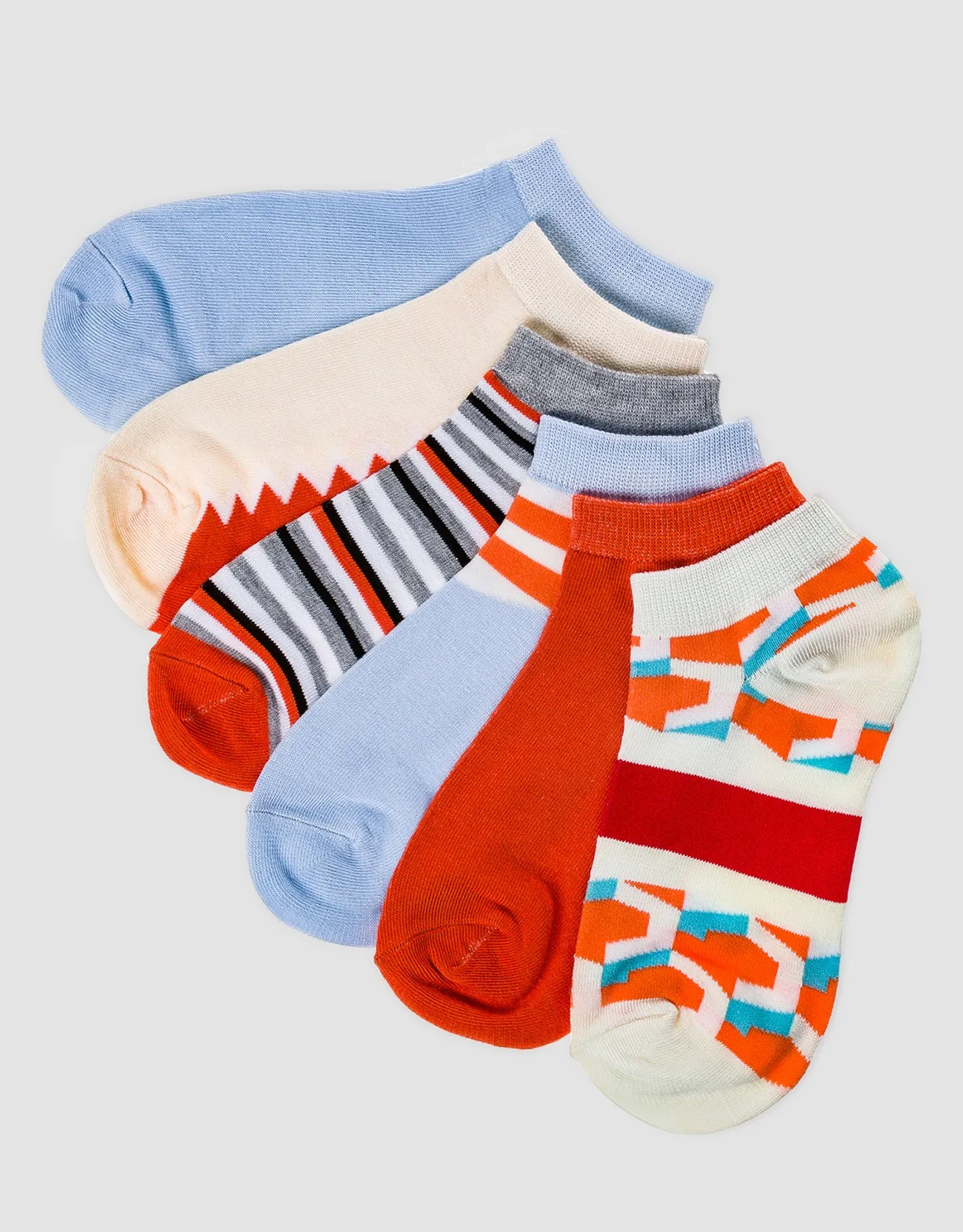 Womens Multicolor Ankle Socks 6 Pack
