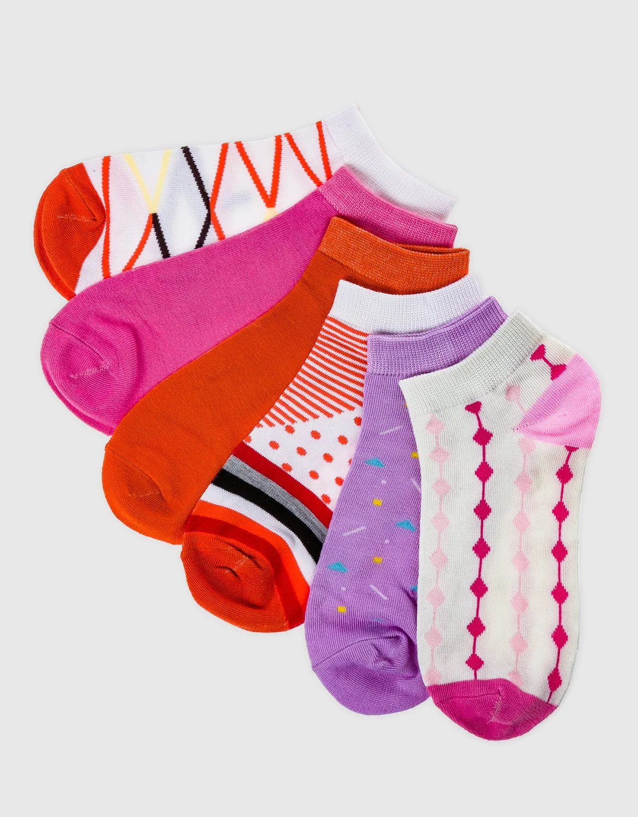Womens Multicolor Ankle Socks 6 Pack