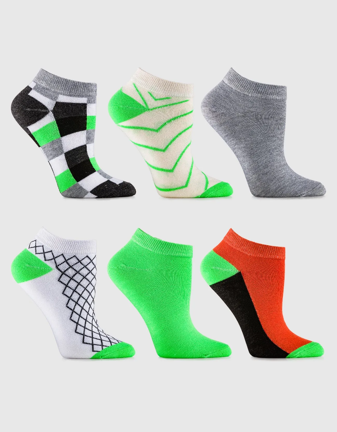 Womens Multicolor Ankle Socks 6 Pack