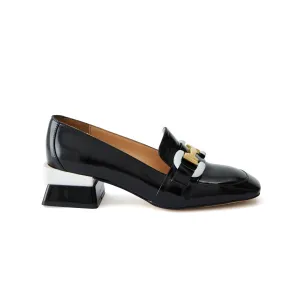 Women's Patent Calf Leather Handmade Block Heels W1002