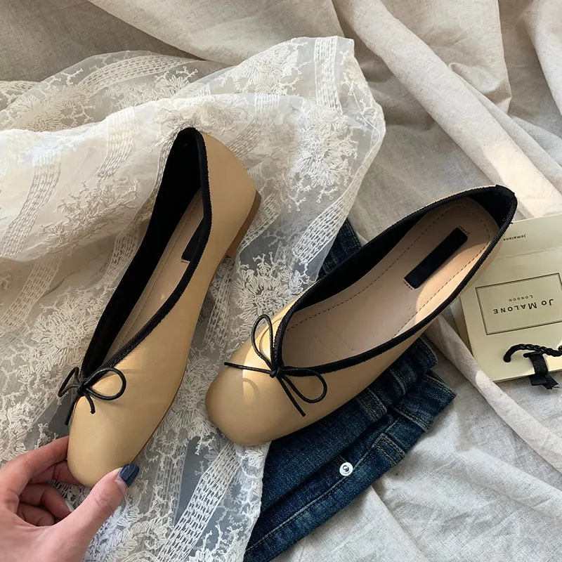 xiangtuibao Women Ballet Flat Shoes Comfortable Soft Boat Shoes Slip On Loafers Ballerina Shallow Slides  Round Toe Casual Flats