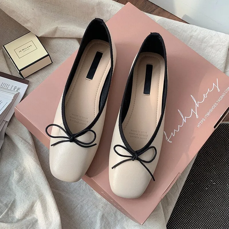 xiangtuibao Women Ballet Flat Shoes Comfortable Soft Boat Shoes Slip On Loafers Ballerina Shallow Slides  Round Toe Casual Flats